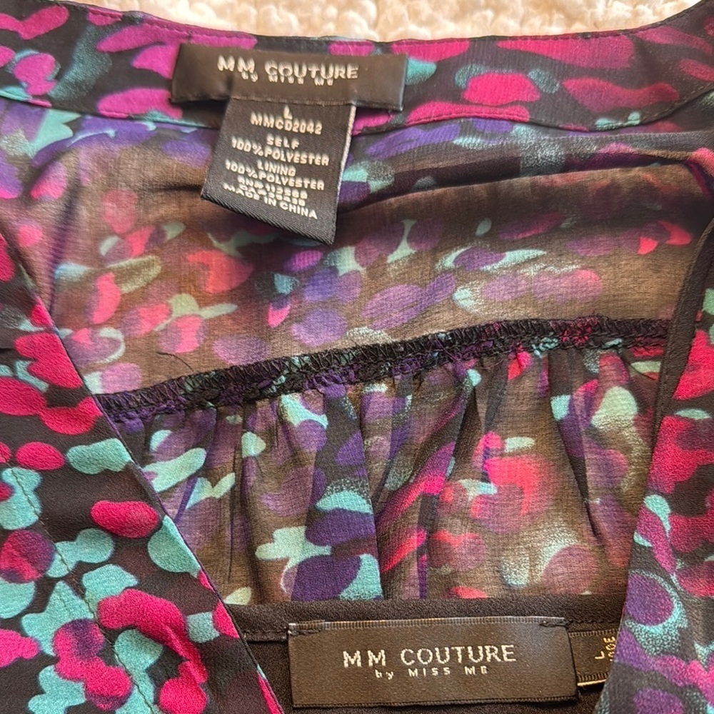 MM Couture Red and Purple Sheer Blouse with Tank top - Picture 2 of 4